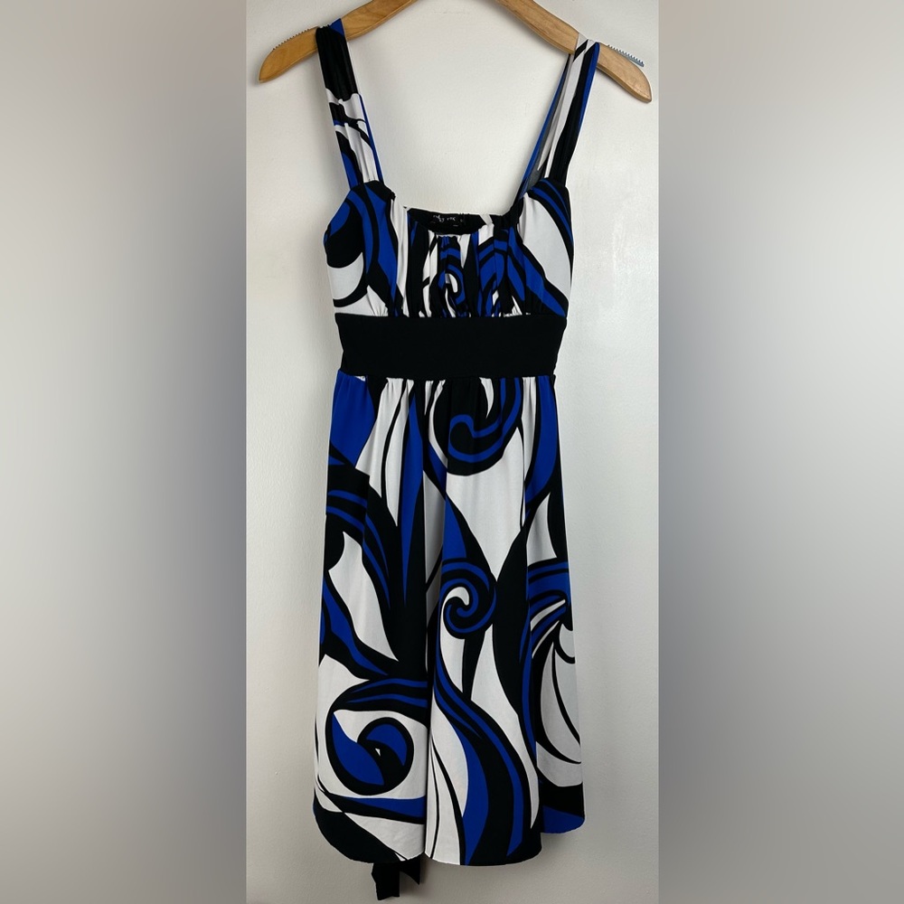 Ruby Rox Women’s A-Line Dress Small Blue Black Tie Back Party Cocktail Preowned